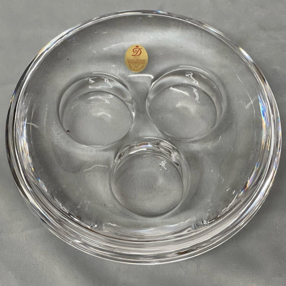 Dresden Lead Crystal Bleikristall Triple Votive Candle Holder Made in Germany